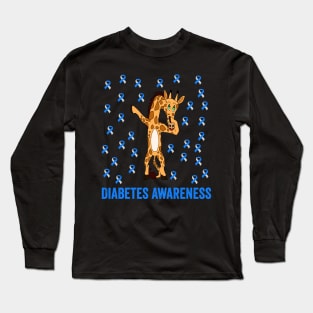 diabetes awareness - blue ribbon awareness - type 1 diabetes awareness Long Sleeve T-Shirt